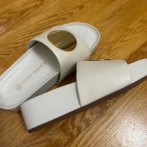 Tory Burch Patios White Slides NWOT